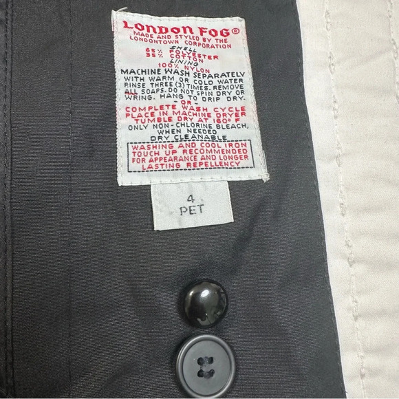 London Fog Black Vintage Trench Coat Removable Liner - Picture 12 of 14